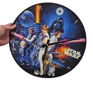 Star Wars Vintage Poster Wall Clock - Galactic Blue Artwork